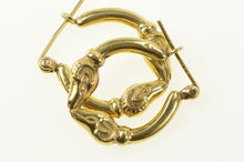 Load image into Gallery viewer, 14K Rams Head Puffy Ornate Aries Zodiac Hoop Earrings Yellow Gold