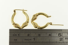 Load image into Gallery viewer, 14K Rams Head Puffy Ornate Aries Zodiac Hoop Earrings Yellow Gold