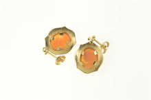 Load image into Gallery viewer, 10K Ornate Carved Shell Cameo Statement Dangle Earrings Yellow Gold