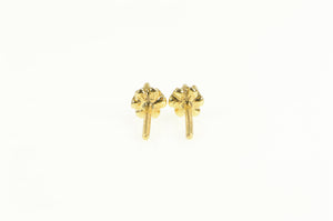 14K Vintage Solitaire Round Cubic Zirconia Stud Earrings Yellow Gold