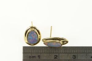 14K Opal Diamond Accent Statement Stud Earrings Yellow Gold