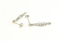 Load image into Gallery viewer, 14K Art Deco Diamond Encrusted Dangle Earrings White Gold