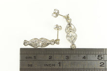 Load image into Gallery viewer, 14K Art Deco Diamond Encrusted Dangle Earrings White Gold