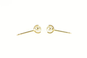 14K 3.9mm Pearl Classic Retro Vintage Stud Earrings Yellow Gold
