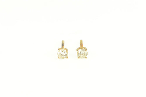 14K 0.24 Ctw Diamond Solitaire Vintage Stud Earrings Yellow Gold