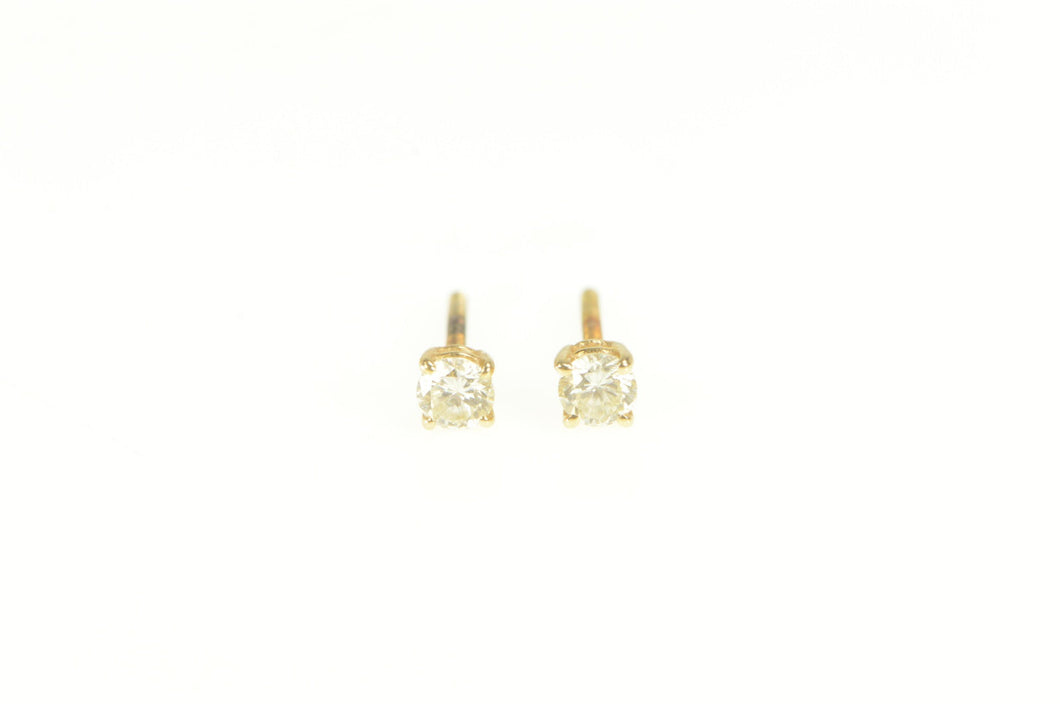 14K 0.24 Ctw Diamond Solitaire Vintage Stud Earrings Yellow Gold