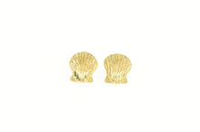 Load image into Gallery viewer, 14K Scallop Sea Shell Beach Motif Stud Earrings Yellow Gold