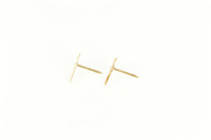 14K Diamond Cut Cross Christian Faith Symbol Stud Earrings Yellow Gold