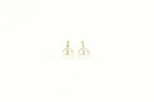 Load image into Gallery viewer, 14K 3.1mm Pearl Classic Simple Plain Stud Earrings Yellow Gold