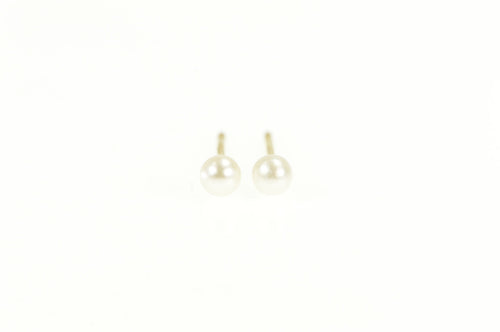 14K 3.1mm Pearl Classic Simple Plain Stud Earrings Yellow Gold