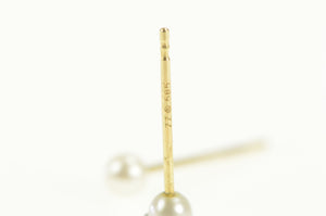 14K 3.1mm Pearl Classic Simple Plain Stud Earrings Yellow Gold