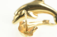 Load image into Gallery viewer, 14K High Relief Dolphin Ocean Animal Stud Earrings Yellow Gold