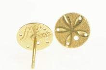 Load image into Gallery viewer, 14K Sand Dollar Sea Shell Ocean Good Luck Stud Earrings Yellow Gold