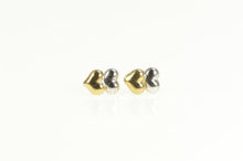 Load image into Gallery viewer, 10K Two Tone High Relief Heart Love Symbol Stud Earrings Yellow Gold