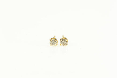 14K Diamond Solitaire Simple Vintage Stud Earrings Yellow Gold