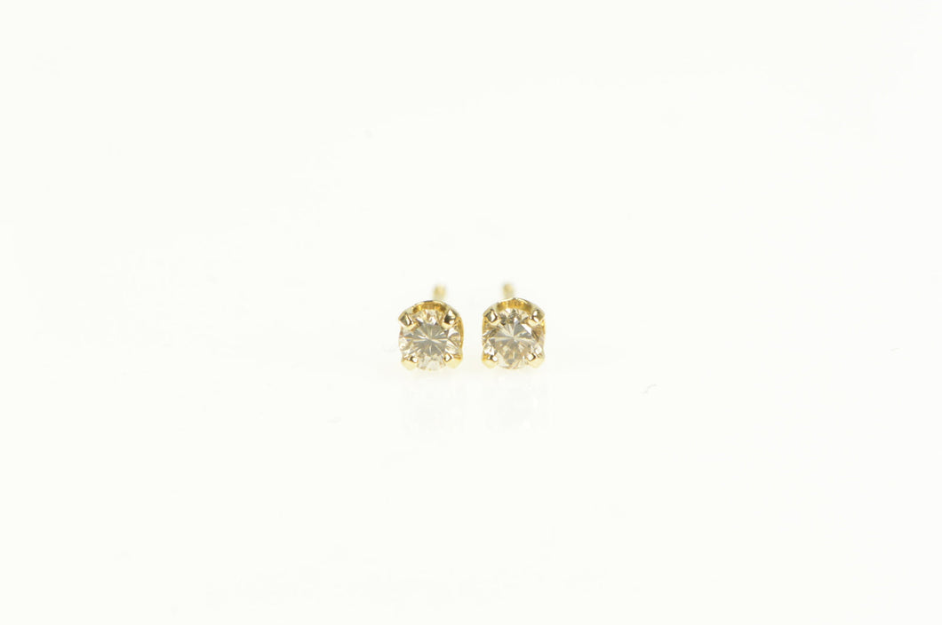 14K Diamond Solitaire Simple Vintage Stud Earrings Yellow Gold