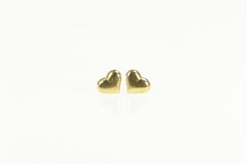 14K High Relief Heart Love Symbol Stud Earrings Yellow Gold