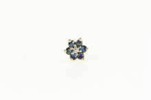 Load image into Gallery viewer, 10K Sapphire Flower Diamond Inset Single Stud Earring Yellow Gold