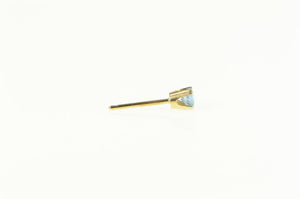 14K Round Blue Topaz Inset Solitaire Stud Single Earring Yellow Gold