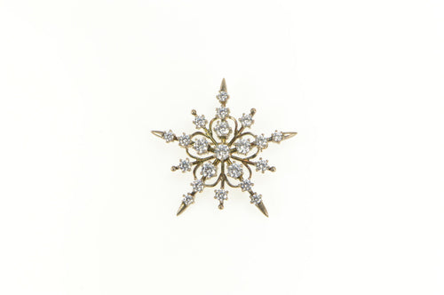 Sterling Silver Cubic Zirconia Flower Snow Flake Star Pin/Brooch