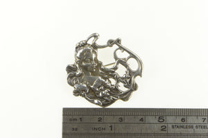 Sterling Silver Art Nouveau Inspired Ornate Lady in Lilies Pin/Brooch