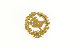 10K C S Monogram Crown and Cross Seed Pearl Pin/Brooch Yellow Gold
