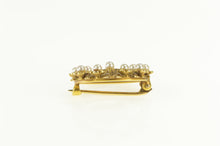 Load image into Gallery viewer, 10K C S Monogram Crown and Cross Seed Pearl Pin/Brooch Yellow Gold