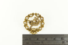 Load image into Gallery viewer, 10K C S Monogram Crown and Cross Seed Pearl Pin/Brooch Yellow Gold