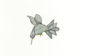 Sterling Silver Abalone Inlay Ornate Hummingbird Vintage Pin/Brooch