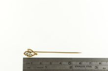 Load image into Gallery viewer, 14K Art Nouveau Ornate Seed Pearl Curvy Stick Pin Yellow Gold