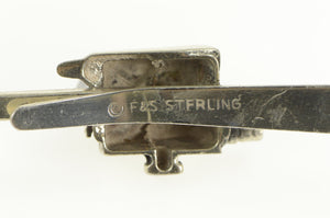 Sterling Silver Vintage Television Camera Film TV Retro Tie Bar