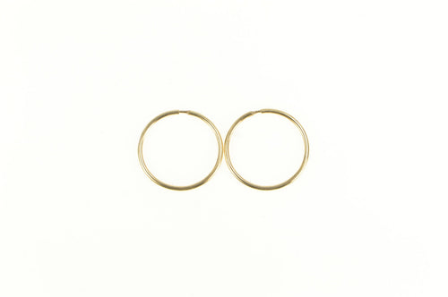 14K Seamless Look 13.5mm Classic Simple Hoop Earrings Yellow Gold