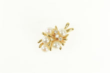 Load image into Gallery viewer, 14K Ornate Retro Pearl Diamond Cluster Statement Pendant Yellow Gold