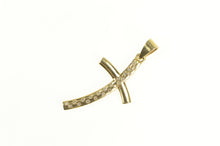 Load image into Gallery viewer, 14K Pave Diamond Encrusted Curved Cross Pendant Yellow Gold