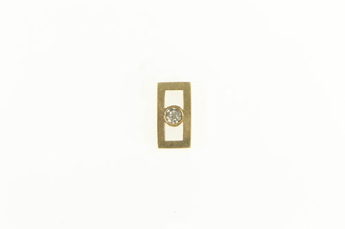14K Square Diamond Inset Geometric Vintage Pendant Yellow Gold