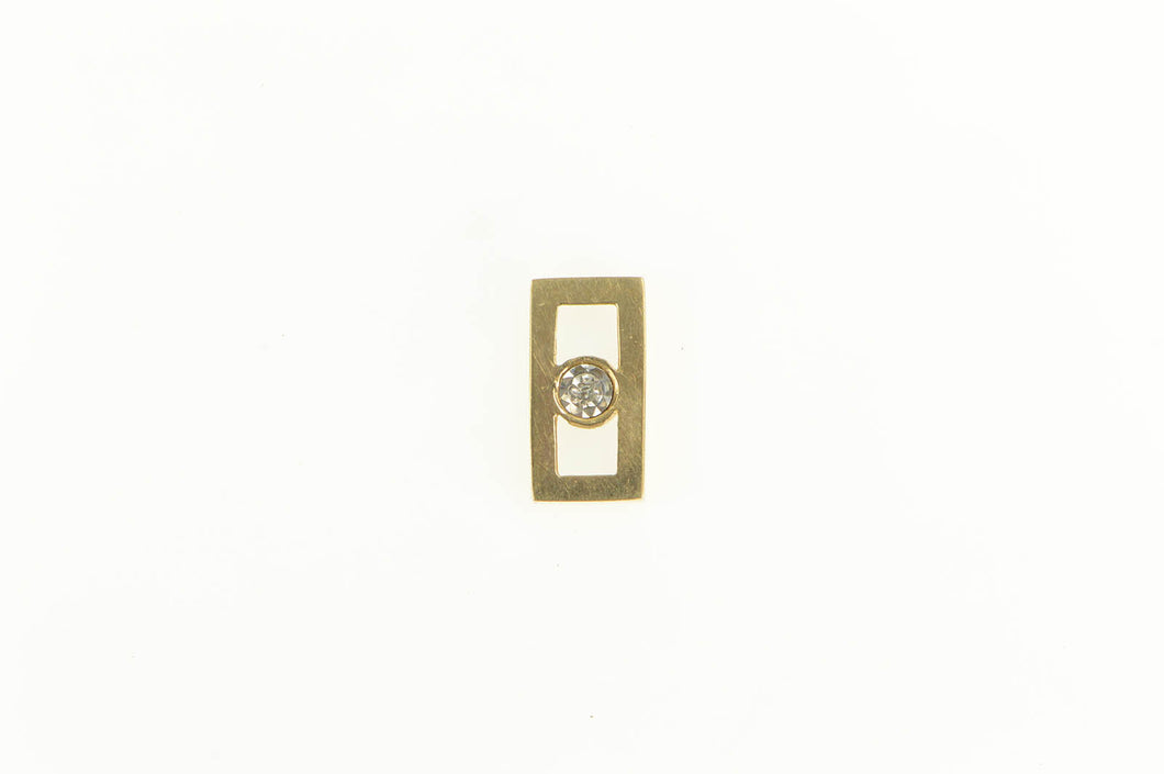 14K Square Diamond Inset Geometric Vintage Pendant Yellow Gold