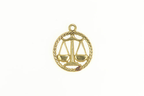 14K Libra Scales Astrology Zodiac Star Sign Charm/Pendant Yellow Gold