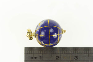 14K Lapis Stone Inlay Globe Planet Earth Vintage Charm/Pendant Yellow Gold