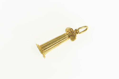 18K Ionic Pillar Classical Greek Architecture Charm/Pendant Yellow Gold