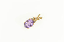 Load image into Gallery viewer, 14K Oval Amethyst Diamond Cluster Accent Pendant Yellow Gold