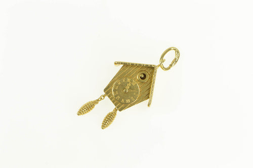 18K 3D Articulated German Cuckoo Clock Charm/Pendant Yellow Gold