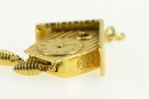 18K 3D Articulated German Cuckoo Clock Charm/Pendant Yellow Gold