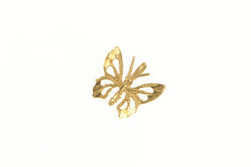 14K Diamond Cut Butterfly Change Symbol Pendant Yellow Gold