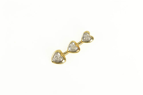 10K Diamond Heart Tiered Love Symbol Drop Pendant Yellow Gold