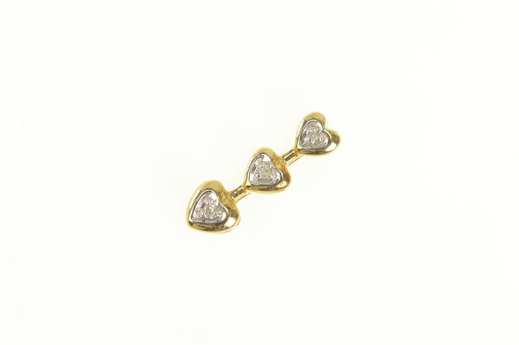 10K Diamond Heart Tiered Love Symbol Drop Pendant Yellow Gold