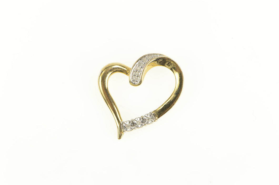 10K Curvy Heart Love Symbol Classic Romantic Pendant Yellow Gold