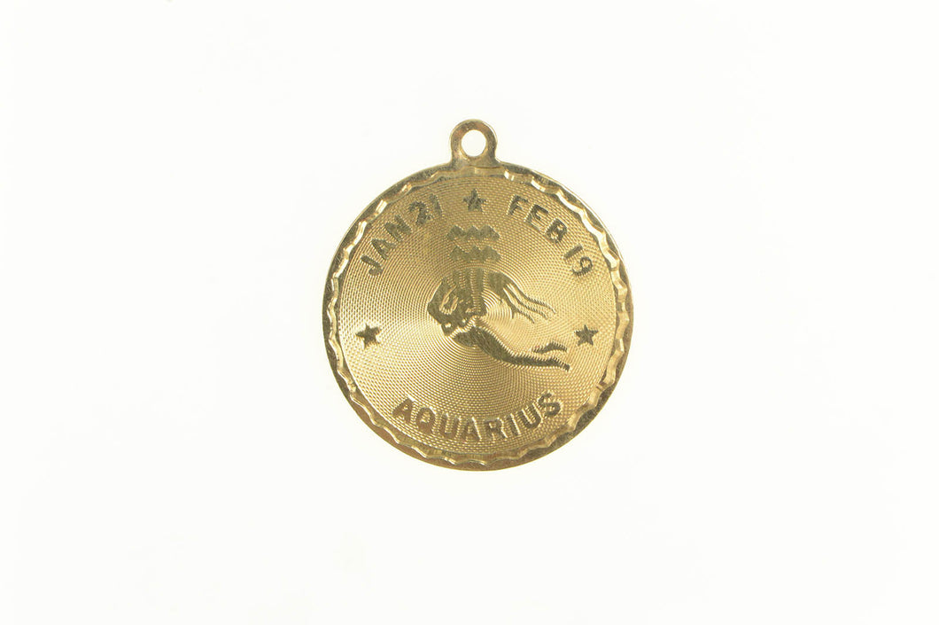 14K Aquarius Water Bearer Astrology Zodiac Sign Charm/Pendant Yellow Gold