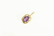 Load image into Gallery viewer, 14K Oval Amethyst Twist Trim Classic Pendant Yellow Gold
