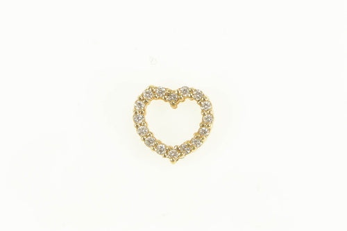 14K Diamond Heart Love Symbol Classic Pendant Yellow Gold