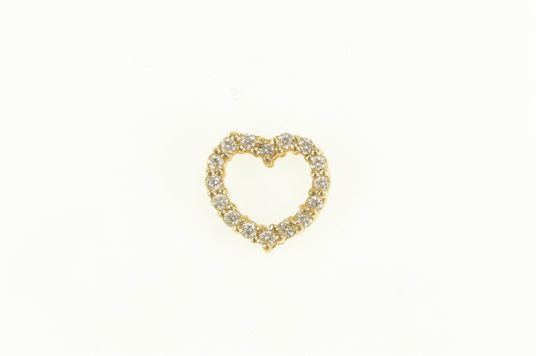 14K Diamond Heart Love Symbol Classic Pendant Yellow Gold